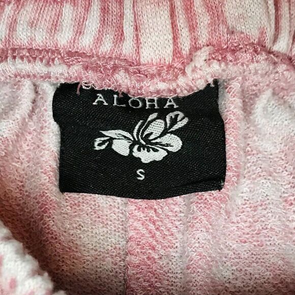 Pink Aloha Maui Hawaii Joggers With Drawstring and Leg Print / Size: Small - Picture 4 of 6